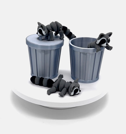 3D Printed Articulating Raccoon w/ Trash Can