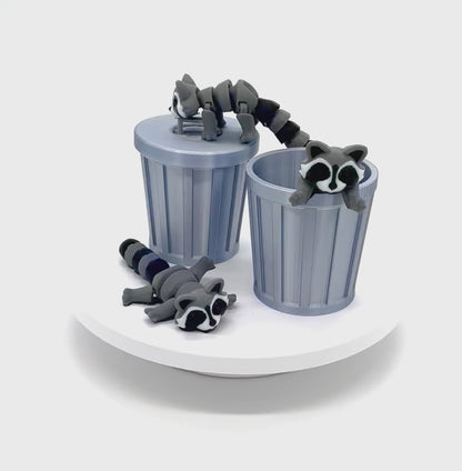 3D Printed Articulating Raccoon w/ Trash Can